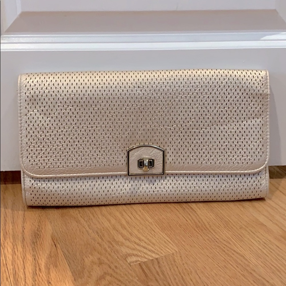 MMS light gold clutch